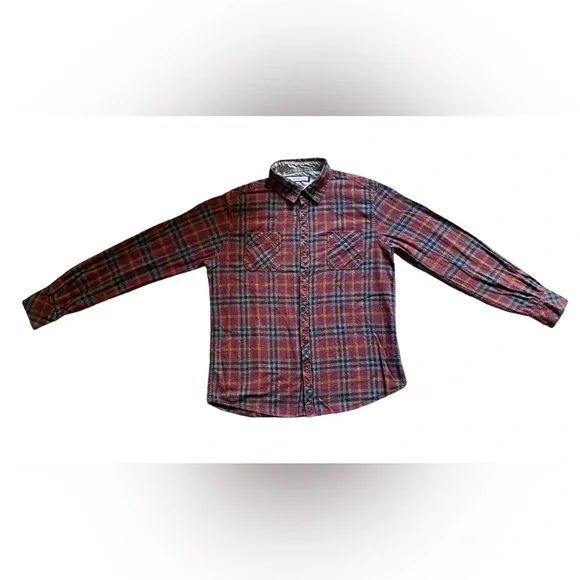 PD&C Tartan Plaid Casual Button Up Shirt Long Sleeve Mens Size Large - Picture 2 of 10